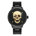 WWOOR 8867 Unique Punk 3D Skull JAPAN Men Watch Luxury Steel Gold Black Waterproof Sport Male Quartz Watch OEM